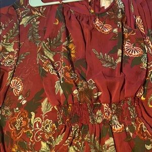 Maroon Floral Sleeveless Long Romper with Shorts